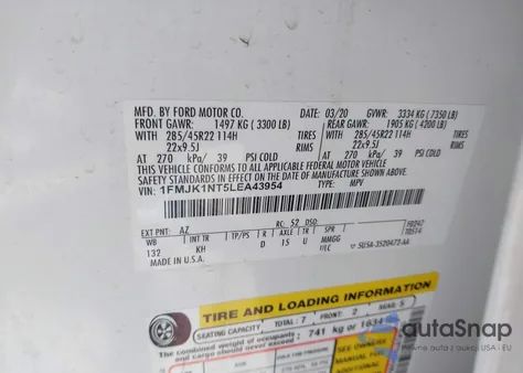 2020 Ford Expedition King Ranch Max from USA, damaged, VIN 1FMJK1NT5LEA43954